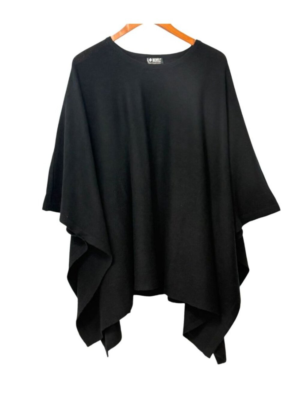 Beryll Women's 100% Cashmere Poncho Sweater Black Oversized Travel EUC One Size - Picture 8 of 8